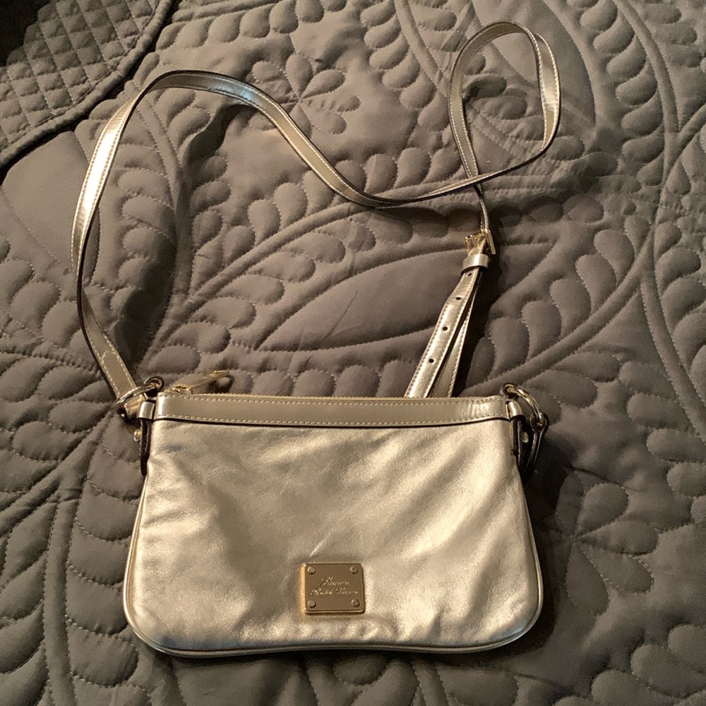 Small gold matallic cross body bag